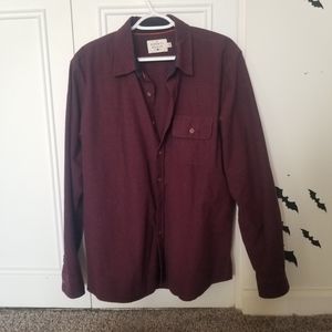 The Normal Brand Wine Chamois Button Up Shirt Large